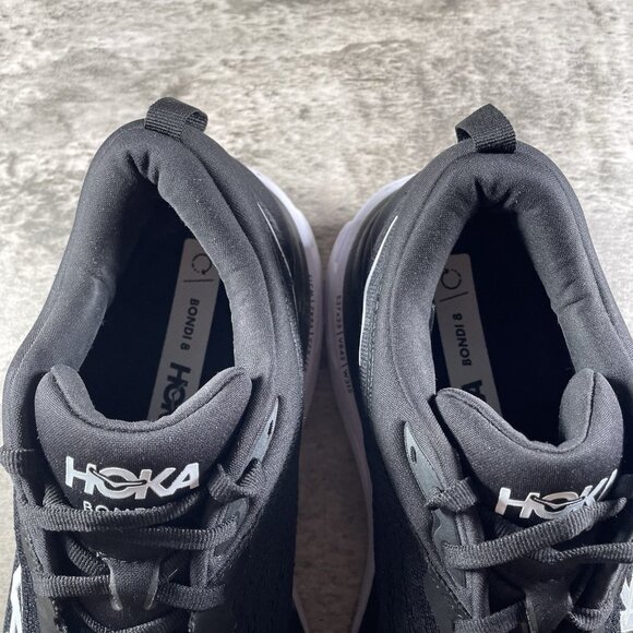 Hoka One One Bondi 8 Running Shoes 1123202 BWHT Black Sneakers Mens Size 11.5 D - Picture 9 of 10
